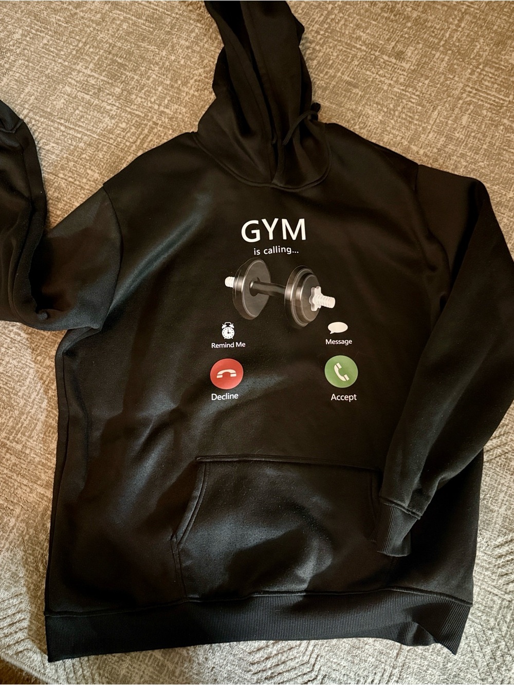 Black 'GYM is calling' Hoodie Sweatshirt